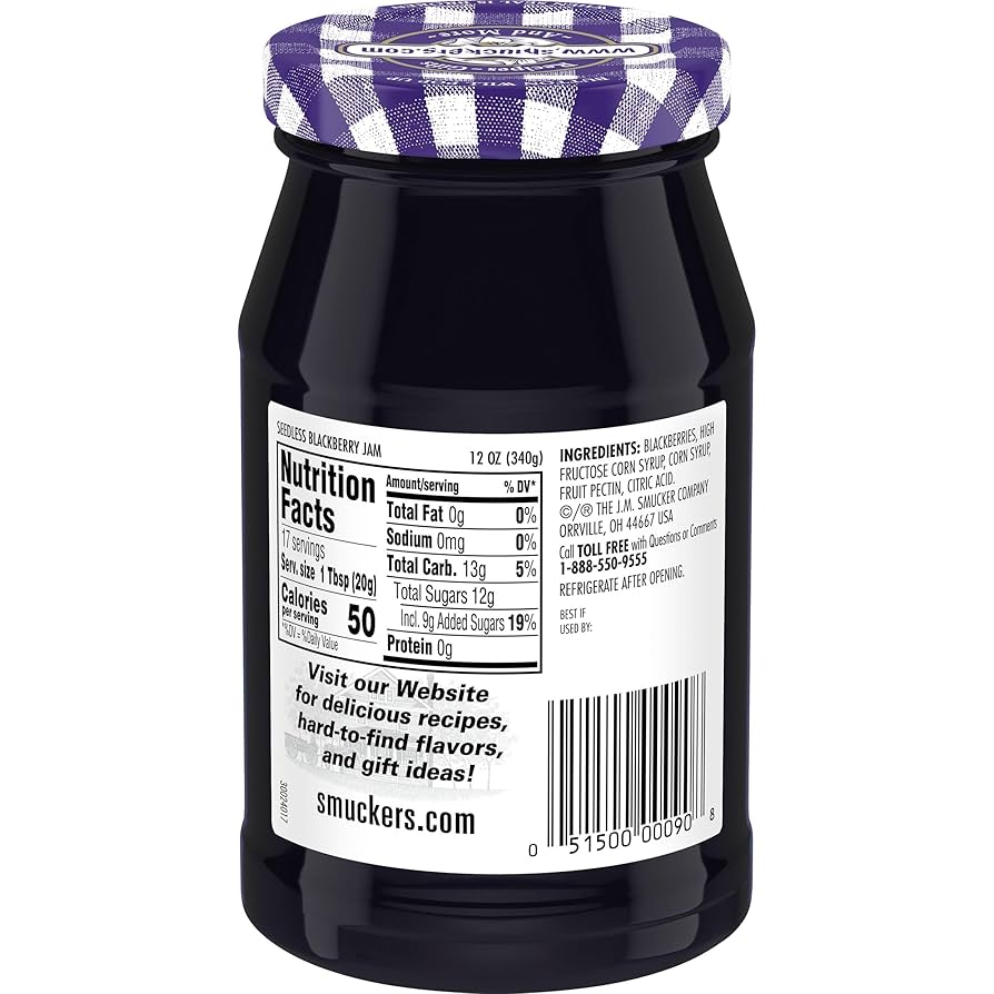 最終値下げ！ Blackberry JAM honeyberry Smucker's Groceries: Seedless Blackberry Jam in Jar, 18
